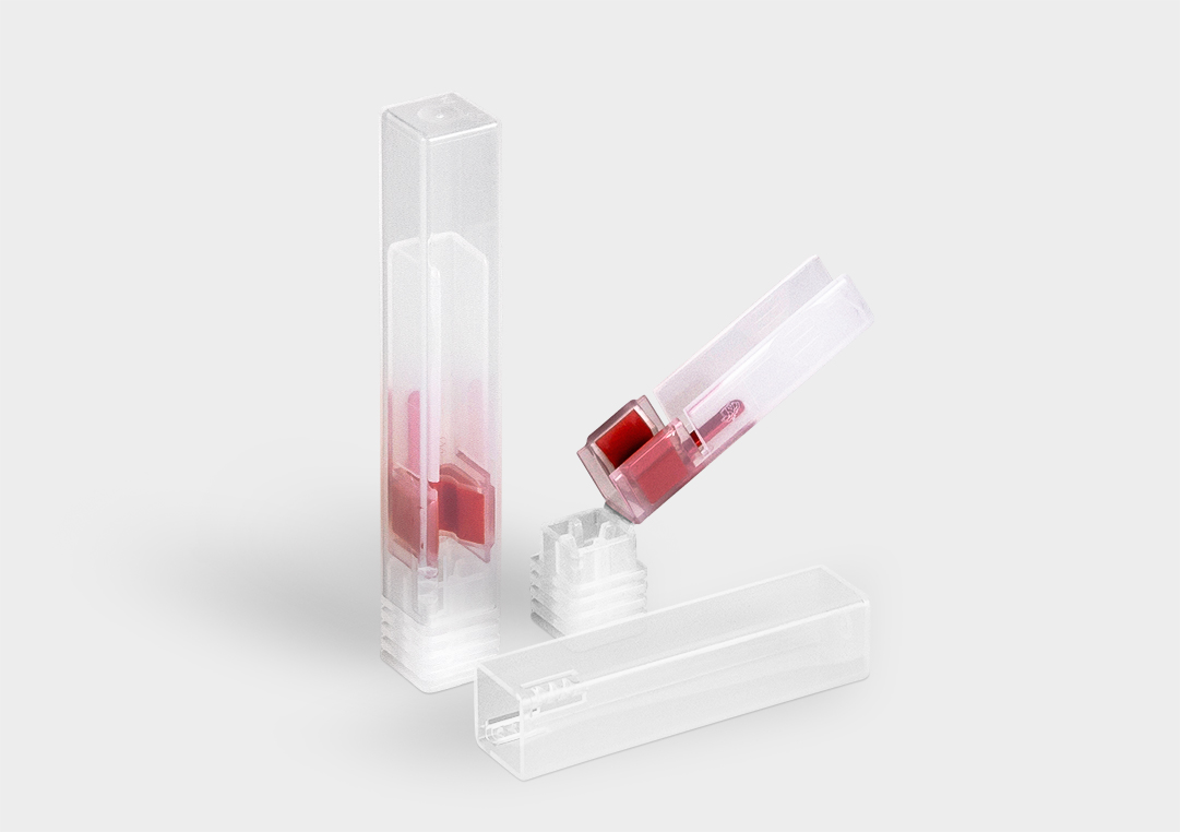 Packaging tube TopPack FoldBack Plastic packaging tube TopPack FoldBack for delicate tool tips.